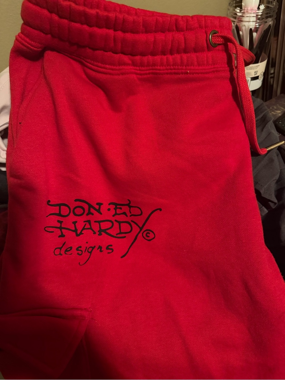 Next Level Apparel Red Drawstring Sweatpants with Logo Tag